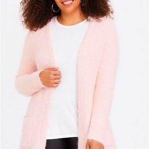 Torrid Light Pink Popcorn Yarn Cardigan Sweater, Size 3.